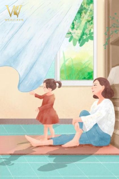 Hình Vẽ Mẹ Và Con Gái Đẹp Dễ Thương Vô Cùng Cảm Động THCS Võ Thị Sáu