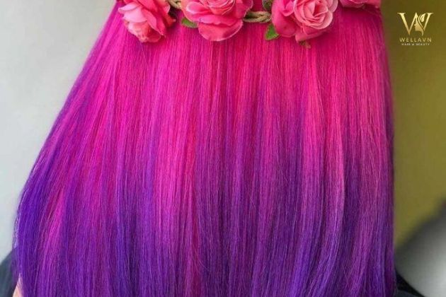 nhuộm tóc màu tím hồng
