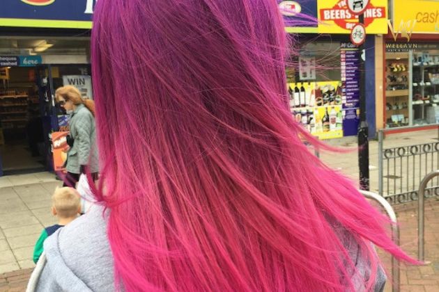nhuộm tóc màu tím hồng