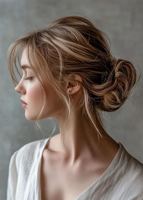 15+ Cách búi tóc ngắn cho nàng tỏa sáng thu hút mọi ánh nhìn Búi tóc “messy” phía sau gáy nhẹ nhàng