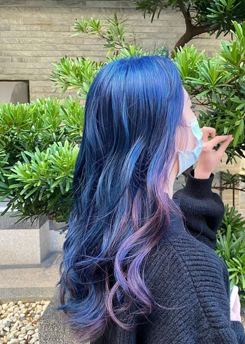 Tổng hợp nhuộm tóc màu tím xanh #ĐỘC #LẠ nhưng cực xinh !! Nhuộm highlight màu tím trên nền tóc màu xanh dương