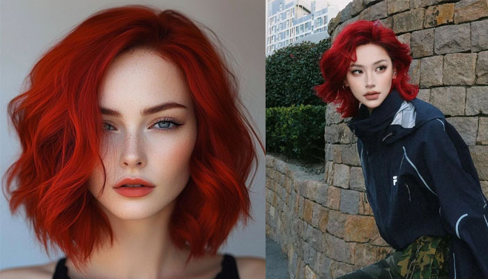 Top 6 kiểu nhuộm tóc màu đỏ tía giúp nàng thêm nổi bật Nhuộm tóc màu đỏ tía kiểu Bob mái lệch thời thượng