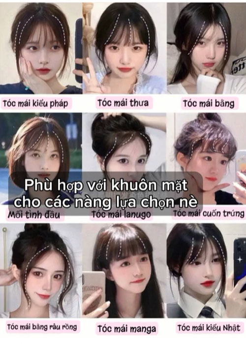Tóc mái phù hợp với gương mặt