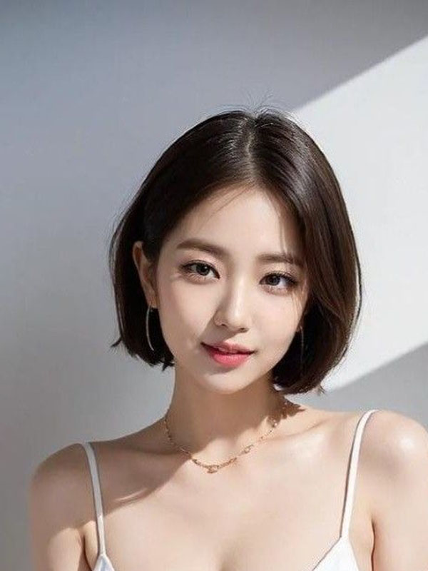 Tóc uốn cụp không mái dịu dàng đáng yêu