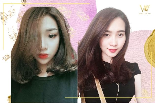 Tóc dài qua vai uốn đuôi