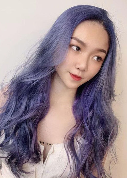 【10】Kiểu tóc nhuộm màu xanh tím than #HOT #CÁ TÍNH nhất hiện nay Màu tóc xanh tím than nhạt sang trọng