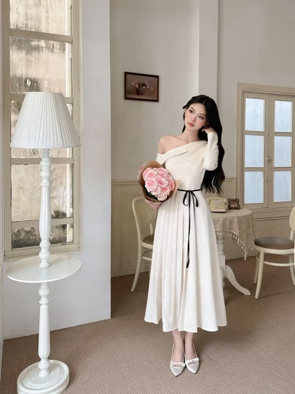 ảnh gái mặc váy trắng