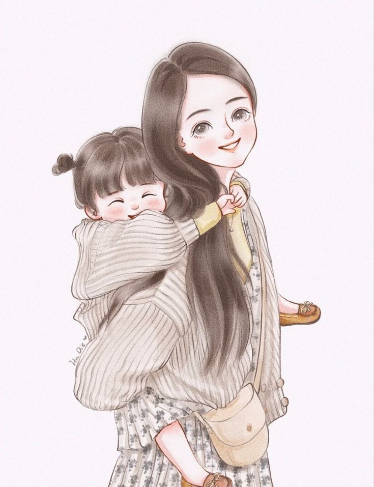 ảnh hoạt hình mẹ và con gái