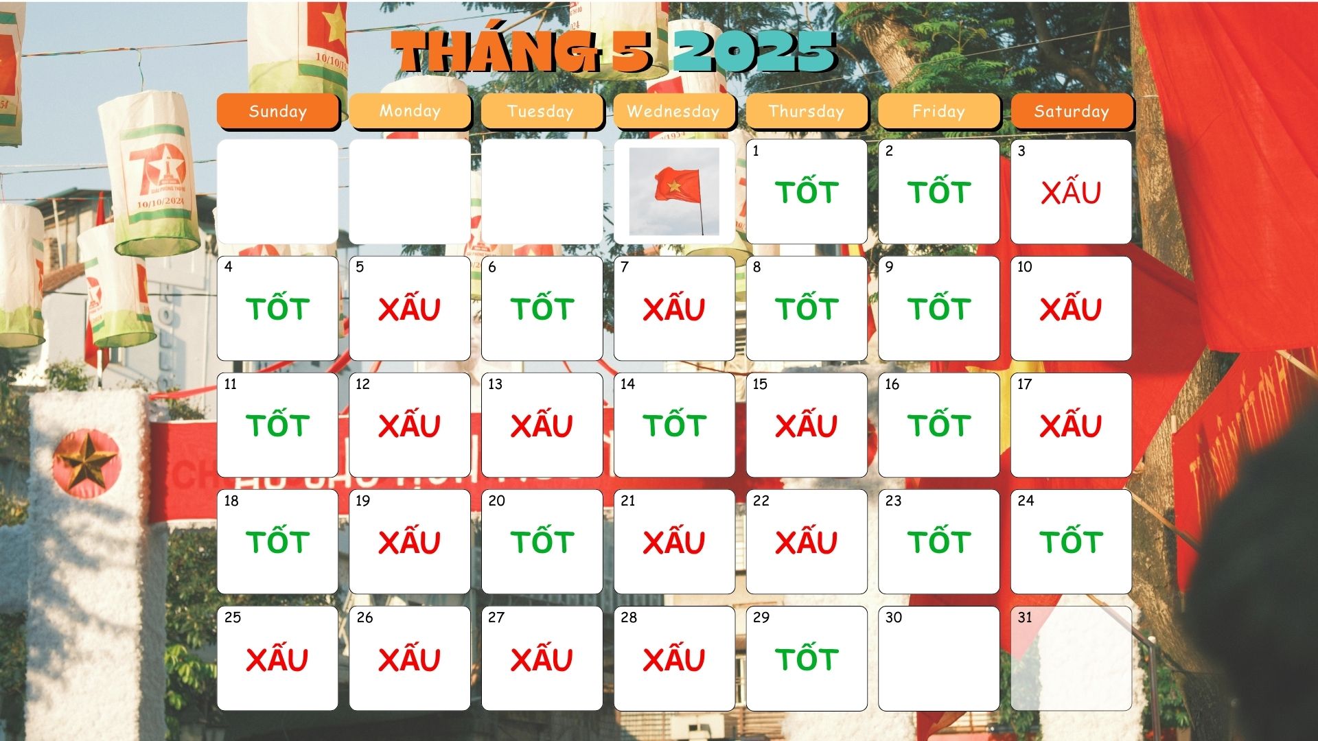 lịch cắt tóc tháng 5