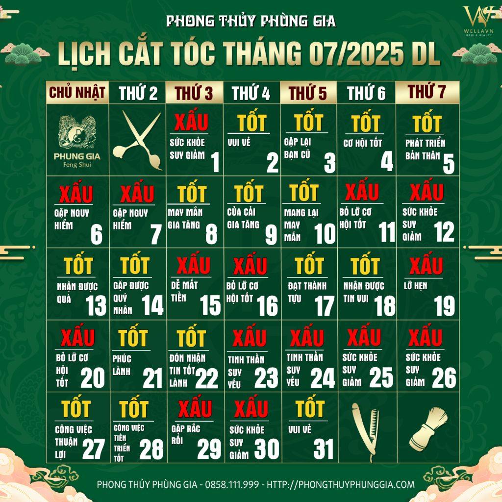 Lịch Cắt Tóc Tháng 7
