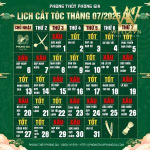 Lịch Cắt Tóc Tháng 7