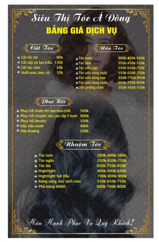 Nhuộm Tóc Bao Nhiêu Tiền? Bảng Giá Nhuộm Tóc Năm 2025 Bảng giá nhuộm tóc tại salon/spa