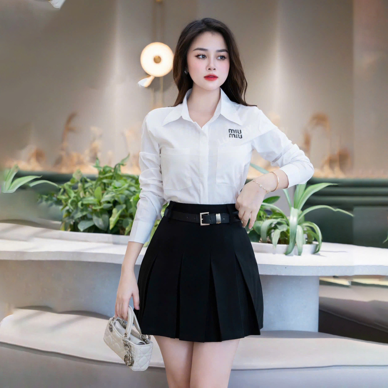gái mặc áo sơ mi trắng
