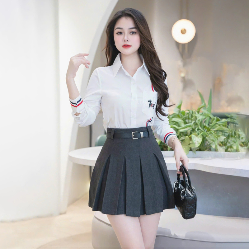 ảnh gái xinh mặc áo sơ mi trắng