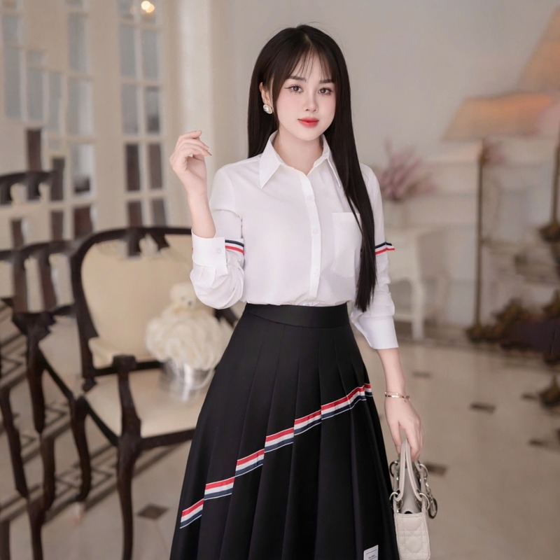 ảnh gái xinh mặc áo sơ mi trắng