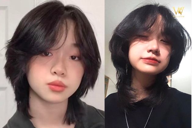 kiểu tóc mullet nữ mặt vuông