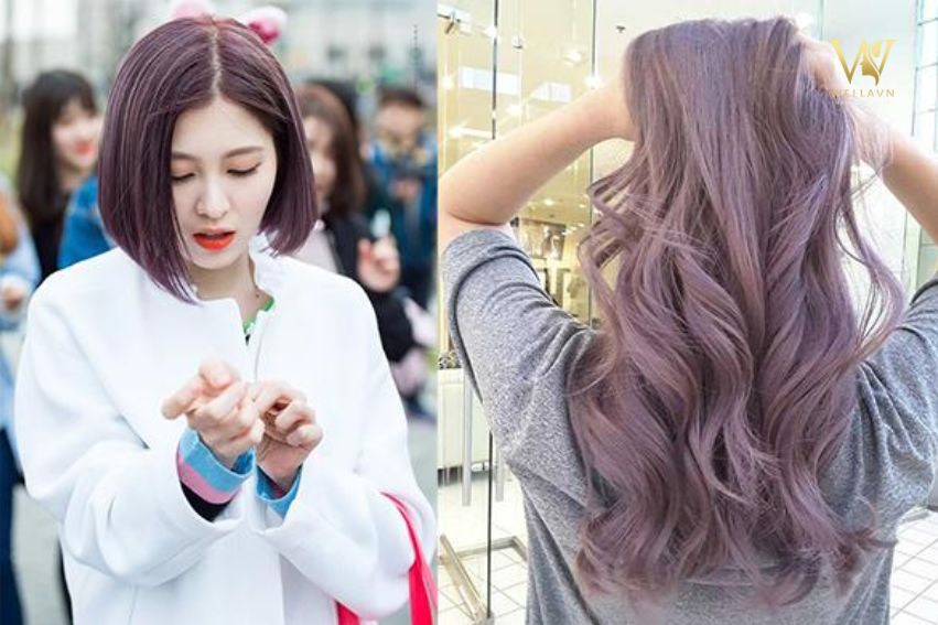 Nhuộm tóc nâu tây khói tím quyến rũ cá tính