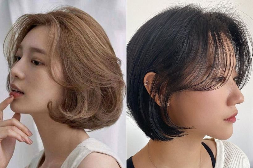 Tóc mái bay kết hợp cắt bob cho mặt dài
