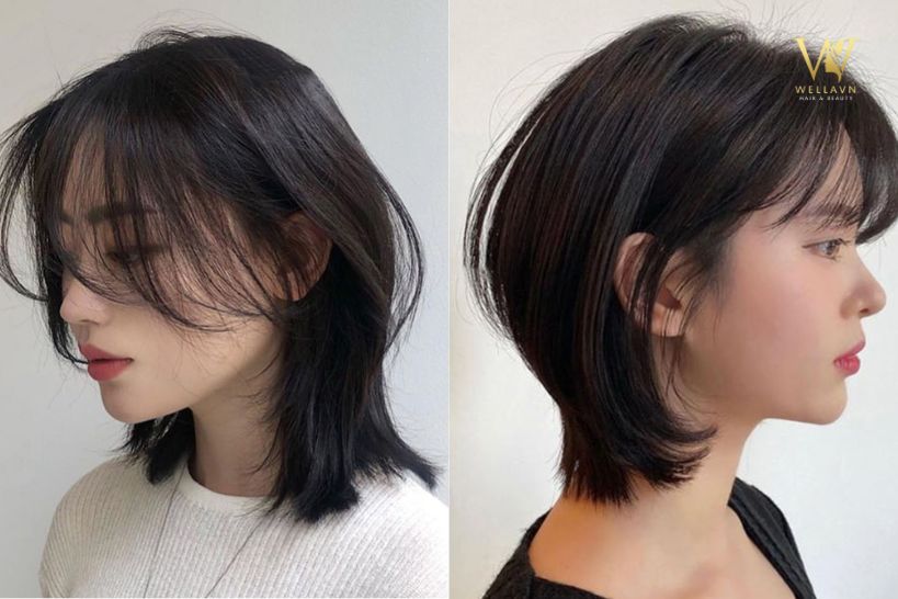 Tóc mái bay cho mặt dài kết hợp tỉa Mullet