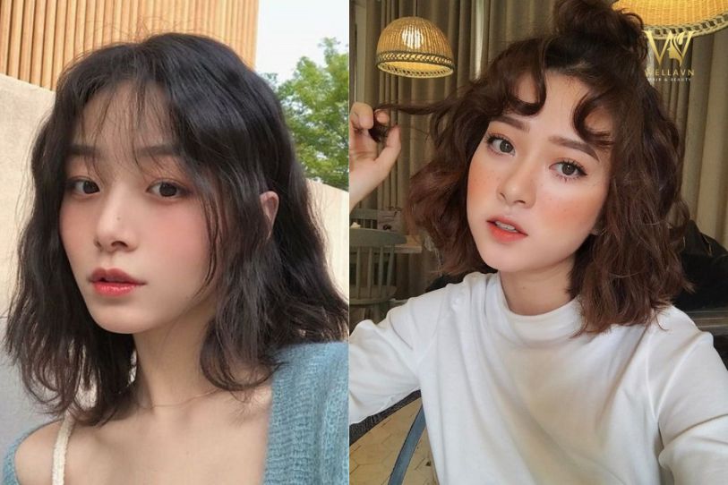 Tóc mái bay cho mặt trái xoan xù ngang vai cực “chất”