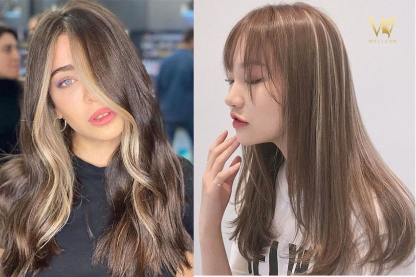 Nhuộm tóc màu nâu tây ánh khói highlight cá tính