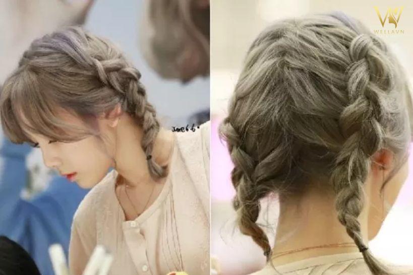 Tết tóc ngắn hai bên 