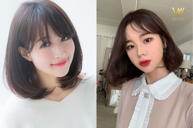 Tóc ngang vai uốn chữ C 