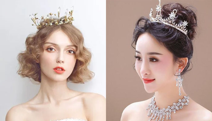 TOP 20+ Kiểu Tóc Cô Dâu Tóc Ngắn | Đẹp Tươi Tắn Rạng Ngời Cô dâu tóc ngắn đội vương miện