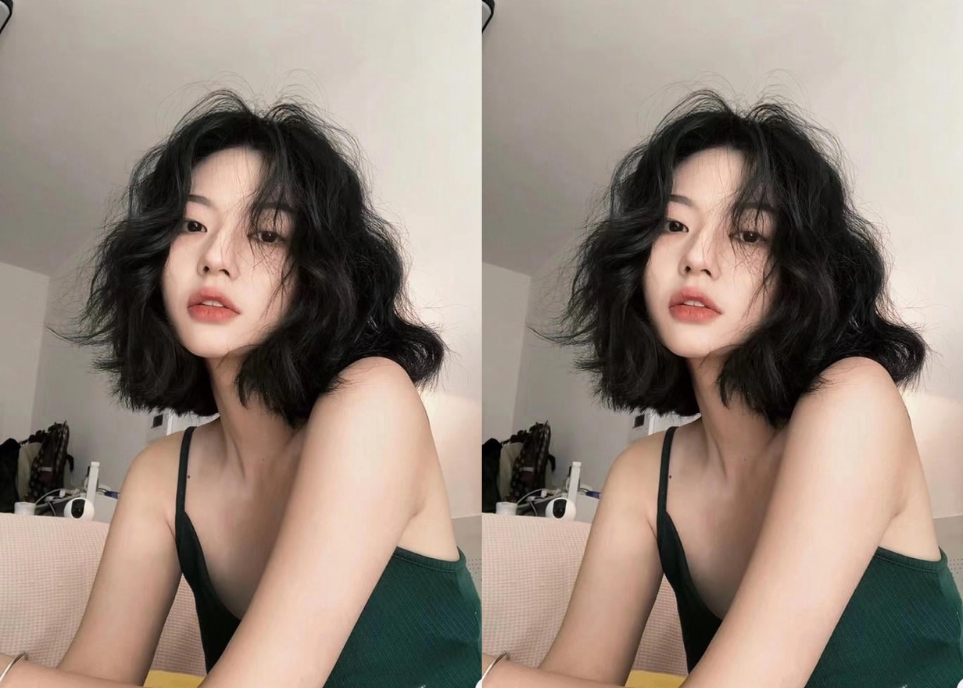 Kiểu tóc ngắn uốn phồng cho mặt tròn 