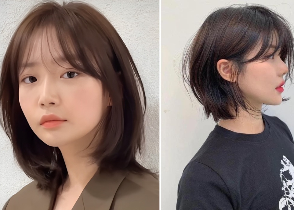 Kiểu tóc ngắn uốn phồng cho mặt tròn