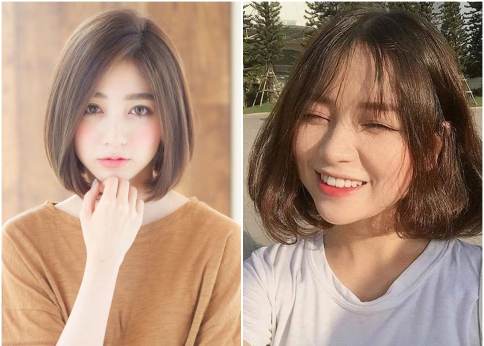 Kiểu tóc ngắn uốn phồng cho mặt tròn 