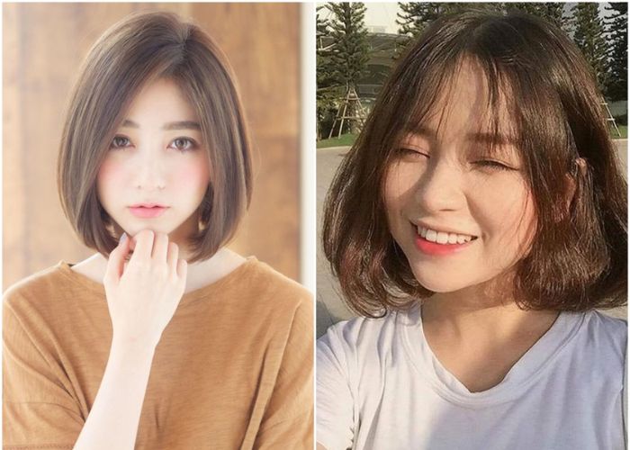 Kiểu tóc ngang vai cho mặt tròn 