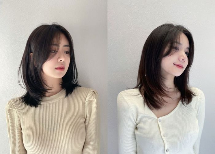 Kiểu tóc ngang vai cho mặt tròn 