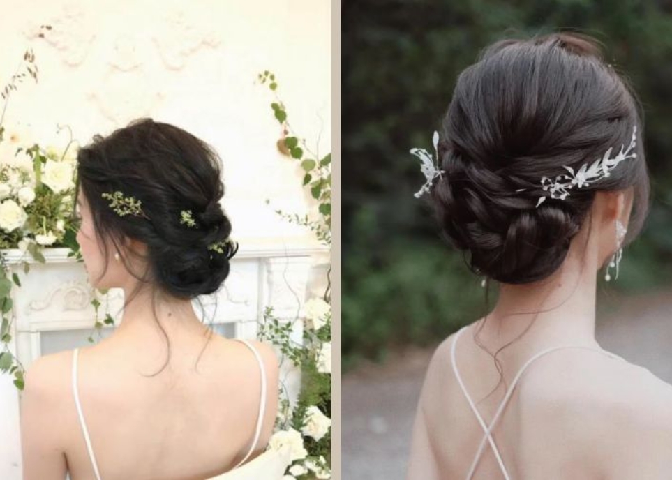 kiểu tóc cô dâu mặt tròn 