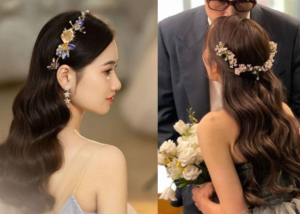 kiểu tóc cô dâu mặt tròn