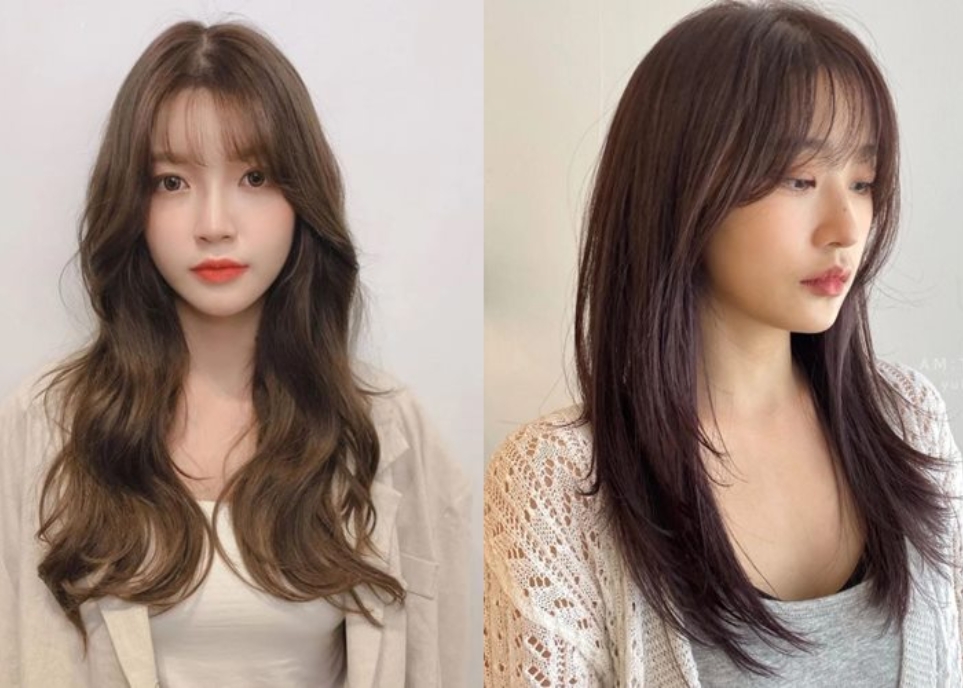 mẫu tóc dài cho mặt tròn