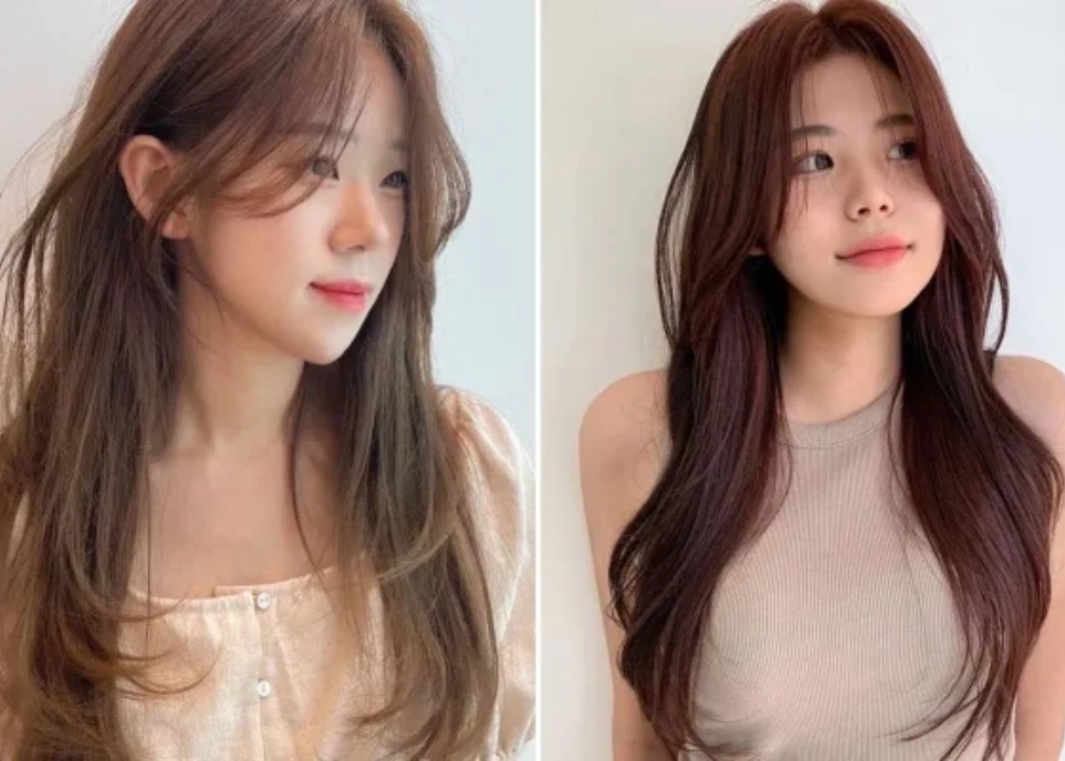 mẫu tóc dài cho mặt tròn