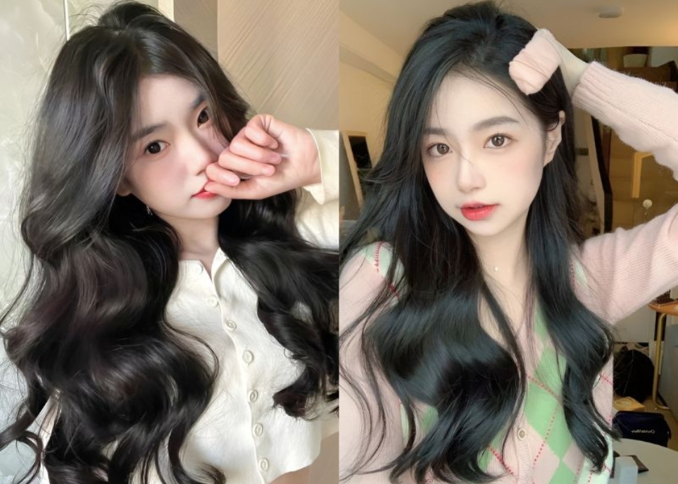 mẫu tóc dài cho mặt tròn 