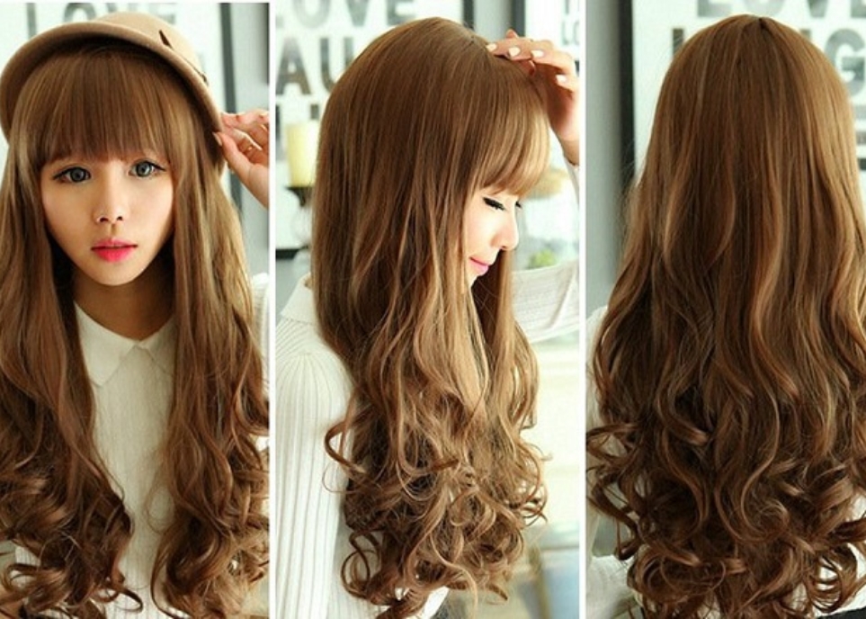 mẫu tóc dài cho mặt tròn 