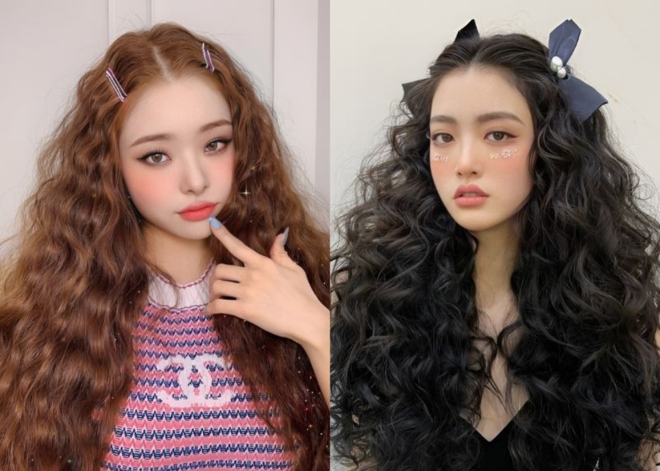 mẫu tóc dài cho mặt tròn
