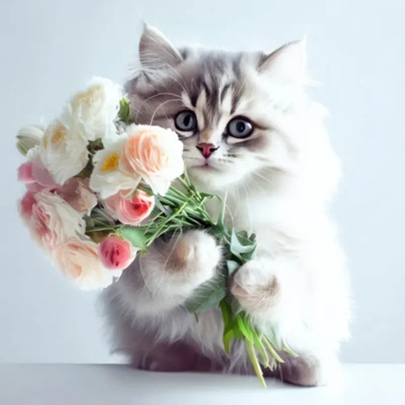 Bộ Sưu Tập 99+ Meme Mèo Tặng Hoa Cute, Đáng Yêu cho Mọi Dịp Meme mèo cầm hoa mang vibe thả thính