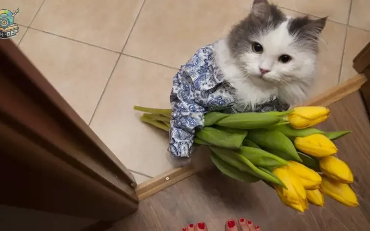 Bộ Sưu Tập 99+ Meme Mèo Tặng Hoa Cute, Đáng Yêu cho Mọi Dịp Meme mèo cầm hoa meme cute hài